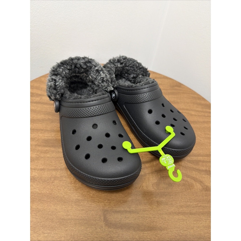 Crocs Classic Fleece‎ Lined Fuzzy Clog Black US M7/W9 faux fur slip on cozy warm